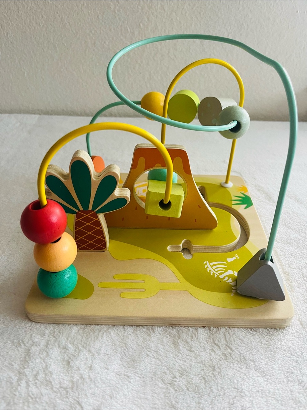 Wooden Bead Maze Activity Toy - Green/Yellow/Orange